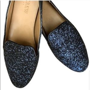 J Crew Blue Glitter loafers